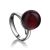 Silver Adjustable Ring With Cherry Amber The Paris, Ring Size: Adjustable, image 
