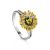 Gold Plated Silver Ring With Green Amber The Barbados, Ring Size: 4 / 15, image 