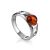 Эффектное неширокое кольцо с янтарём коньячного цвета «Энигма» 16, Ring Size: 9 / 19, image 