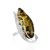 Handcrafted Silver Cocktail Ring With Green Amber Stone The Dew, Ring Size: Adjustable, image 