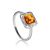 Refined Sterling Silver Ring With Amber Center Stone The Lisbon, Ring Size: 3.5 / 14.5, image 