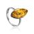 Stylish Silver Adjustable Ring With Luminous Lemon Amber The Amaranth, Ring Size: Adjustable, image 
