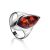 Ultra Modern Silver Ring With Amber Center Stone The Taurus, Ring Size: 5 / 15.5, image 