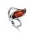 Refined Silver Ring With Cognac Amber, Ring Size: 5 / 15.5, image 