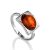 Geometric Silver Ring With Oval Amber Stone The Saturn, Ring Size: 8.5 / 18.5, image 