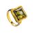 Square Amber Ring In Gold-Plated Silver The Aida, Ring Size: 11.5 / 21, image 