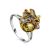 Gold Plated Ring With Green Amber And Crystals The Beatrice, Ring Size: 13 / 22, image 