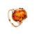 Bold Gold-Plated Ring With Cognac Amber The Lyon, Ring Size: 13 / 22, image 