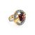 Крупное серебряное кольцо с натуральным янтарём «Терция» б/р, Ring Size: Adjustable, image 