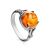 Classy Cognac Amber Ring In Sterling Silver The Shanghai, Ring Size: 5 / 15.5, image 