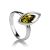 Лёгкое изящное кольцо из серебра и зелёного янтаря «Акация» 16, Ring Size: 13 / 22, image 