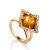 Geometric Gold-Plated Adjustable Ring With Lemon Amber The Hermitage, Ring Size: Adjustable, image 