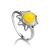 Silver Ring With Honey Amber Centerpiece The Helios, Ring Size: 5 / 15.5, image 