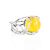 Filigree Silver Ring With Amber Center Stone The Flamenco, Ring Size: Adjustable, image 