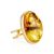 Amber With Insect Inclusion Ring In Gold Plated Silver The Clio, Ring Size: Adjustable, image 