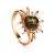 Green Amber Gold Plated Ring The Helios, Ring Size: 11.5 / 21, image 
