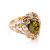 Gold-Plated Cocktail Ring With Green Amber The Luxor, Ring Size: 11.5 / 21, image 