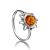 Cognac Amber Silver Ring The Helios, Ring Size: 5 / 15.5, image 