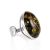 Bold Adjustable Ring With Green Amber In Silver The Glow, Ring Size: Adjustable, image 