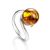 Sterling Silver Ring With Cognac Amber The Saturn, Ring Size: 5 / 15.5, image 