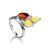 Multicolor Amber Floral Ring In Sterling Silver The Verbena, Ring Size: 6.5 / 17, image 