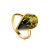 Green Amber Adjustable Ring In Gold Plated Silver The Pulse, Ring Size: Adjustable, image 