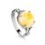 Pretty Honey Amber Ring In Sterling Silver The Shanghai, Ring Size: 5 / 15.5, image 