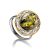 Яркое кольцо из зелёного янтаря в серебре с позолотой «Вавилон» 16.5, Ring Size: 13 / 22, image 