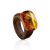 Wooden Ring With Bright Lemon Amber The Indonesia, Ring Size: 10 / 20, image 