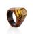Стильное кольцо из древесины палисандра и янтаря «Индонезия» 17.5, Ring Size: 8 / 18, image 