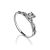 Vintage Inspired Silver Ring With White Crystals, Ring Size: 5.5 / 16, image 