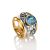 Amazing Gold Plated Band Ring With Blue Topaz, Ring Size: 7 / 17.5, image 