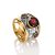 Bold Gold Plated Band Ring With Garnet, Ring Size: 6.5 / 17, image 