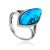 Sterling Silver Ring With Reconstructed Turquoise Centerpiece, Ring Size: 6.5 / 17, image 