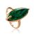 Gold-Plated Ring With Reconstructed Malachite Centerstone, Ring Size: 5.5 / 16, image 