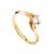 Curvy Golden Ring With Solitaire White Diamond, Ring Size: 8 / 18, image 