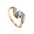 Curvy Golden Ring With White Diamonds, Ring Size: 7 / 17.5, image 