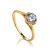 Solitaire Crystal Golden Ring, Ring Size: 7 / 17.5, image 