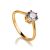Bold Golden Ring With White Crystal, Ring Size: 6.5 / 17, image 