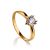Classic Golden Ring With White Crystal, Ring Size: 8 / 18, image 