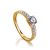 Statement Golden Ring With White Crystals, Ring Size: 7 / 17.5, image 