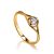 Classic Golden Ring With White Crystal, Ring Size: 6 / 16.5, image 