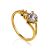 Bold Golden Ring With White Crystal, Ring Size: 9 / 19, image 