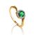 Classic Golden Ring With Emerald Centerstone And Diamonds The Oasis, Ring Size: 6 / 16.5, image 