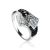 Black And White Crystal Ring In Sterling Silver The Eclat, Ring Size: 5.5 / 16, image 