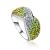 Silver Ring With Green And White Crystals The Eclat, Ring Size: 5.5 / 16, image 