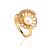 Gold-Plated Floral Ring With Cultured Pearl Centerpiece And Crystals The Serene, Ring Size: 5.5 / 16, image 