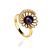 Gold-Plated Floral Ring With Deep Purple Cultured Pearl And Crystals The Serene, Ring Size: 5.5 / 16, image 