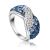 Silver Band Ring With Blue And White Crystals The Eclat, Ring Size: 5.5 / 16, image 