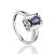White Gold Ring With Sapphire Centerstone And Diamonds The Mermaid, Ring Size: 6 / 16.5, image 